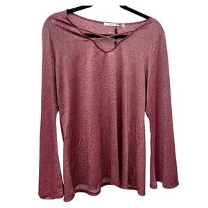 89th + Madison Burgundy blouse with silver metallic look